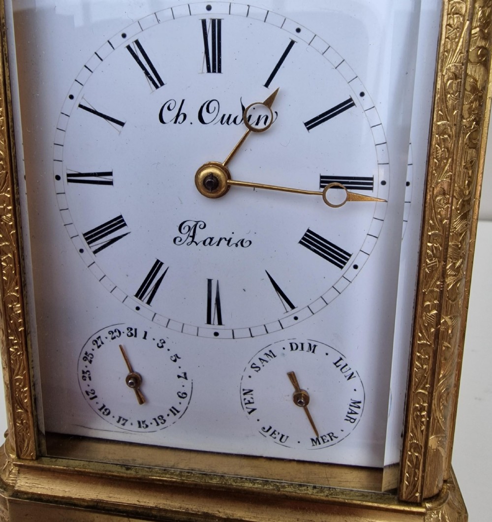 Charles Oudin, Paris Calendar Dials Striking Carriage Clock View III