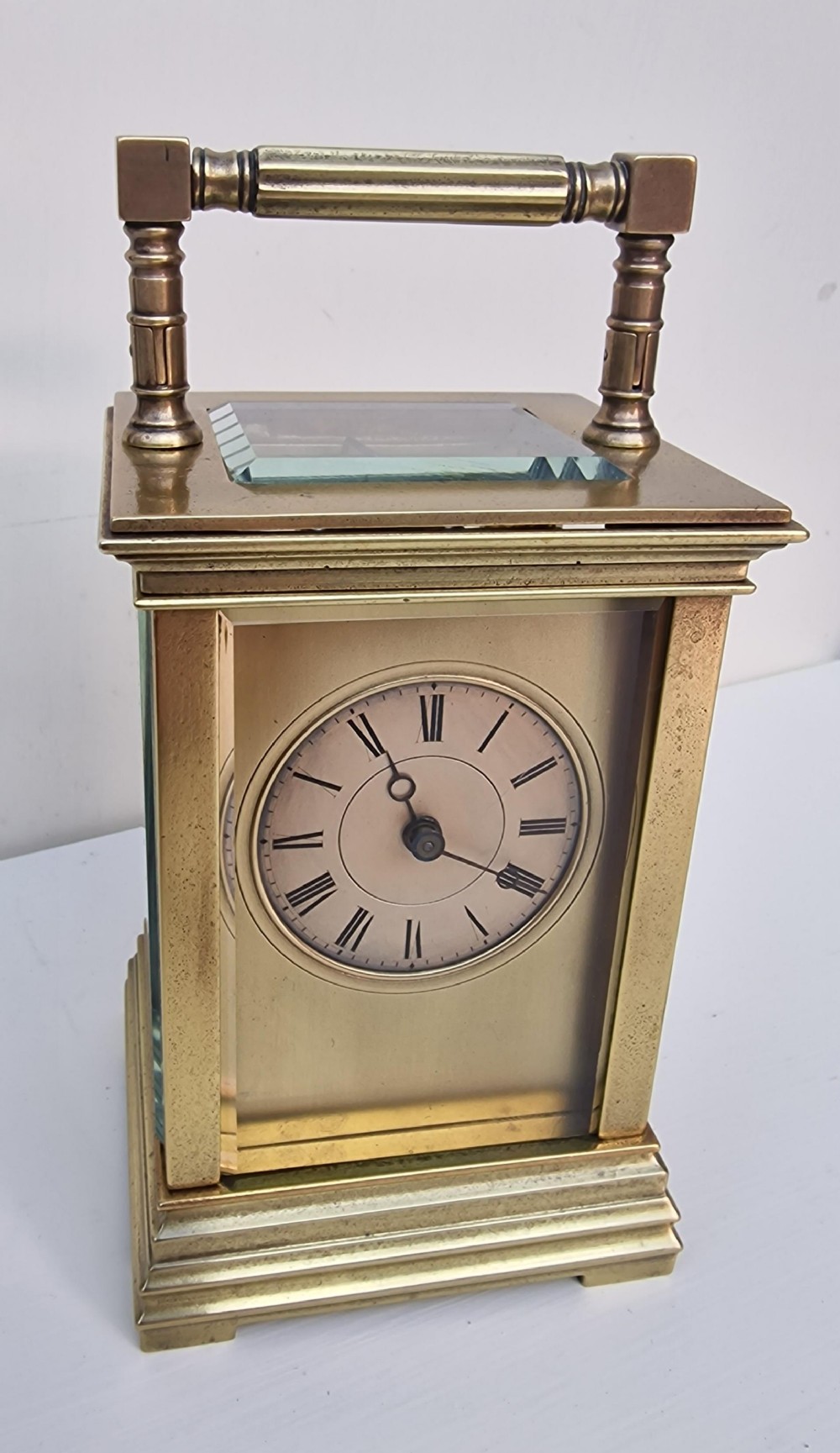 A Silvered Dial Carriage Clock