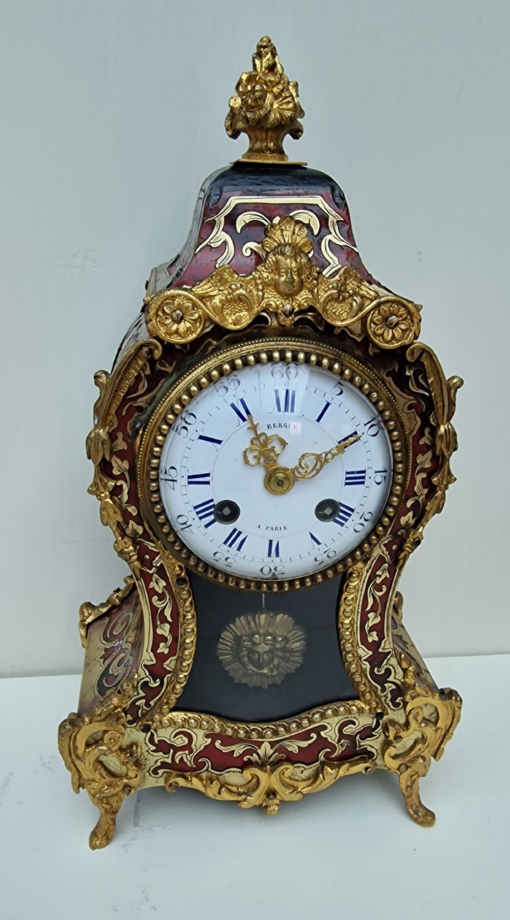 Berger, Paris Boulle Tortoishell Mantel clock