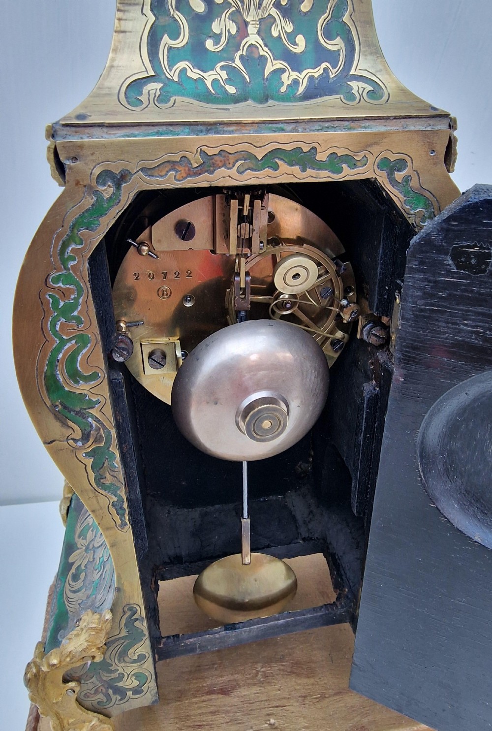 A Green Boulle Inlaid Mantel Clock View III