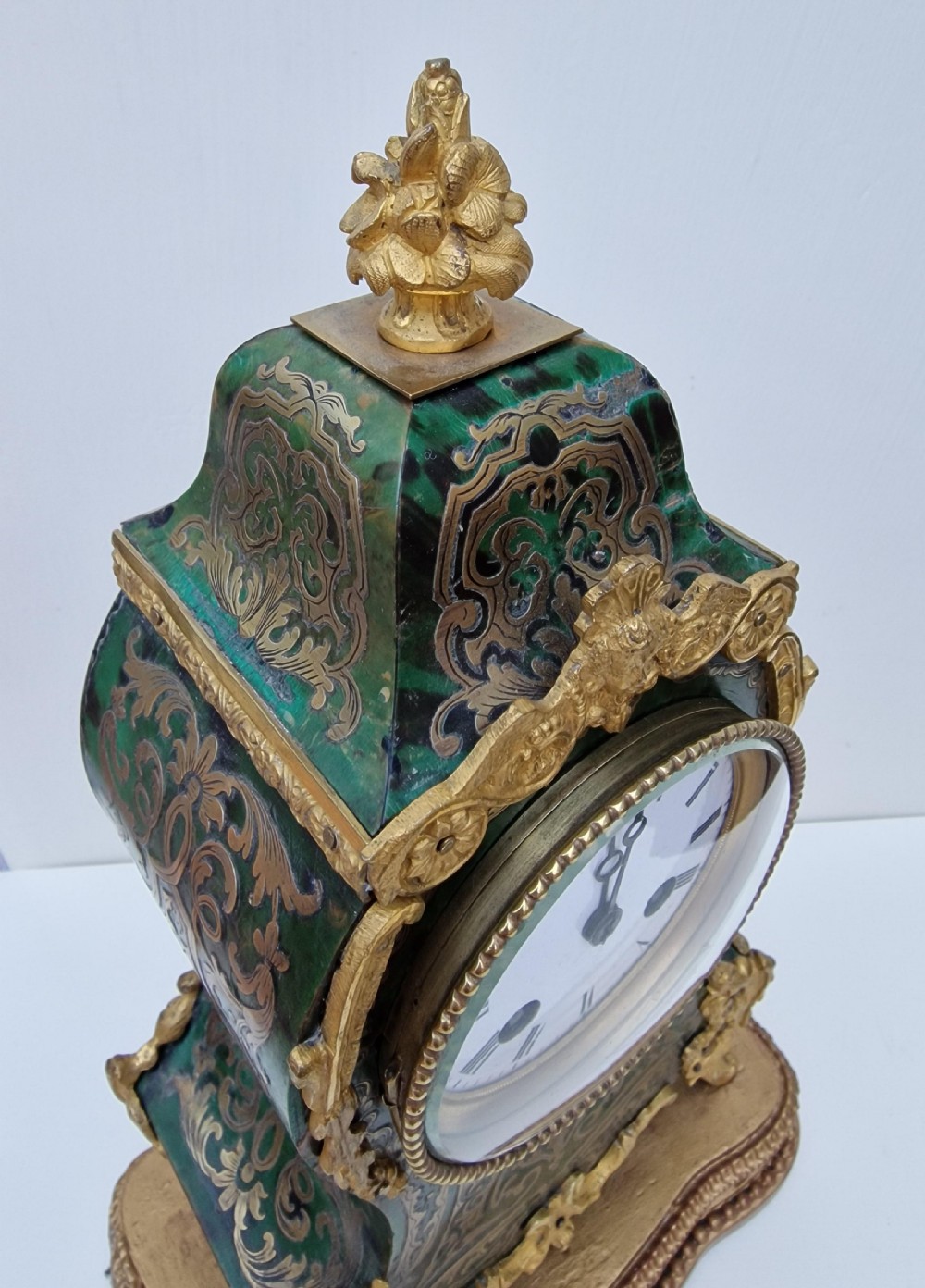 A Green Boulle Inlaid Mantel Clock View V