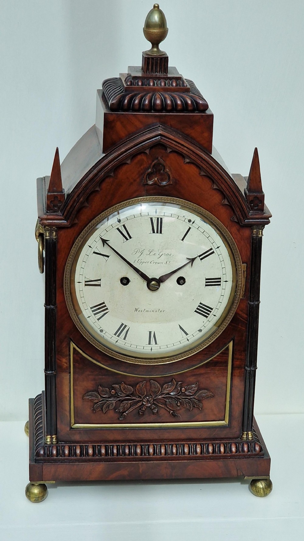 A Twin Fusee Georgian Bracket Mantel Clock Peter Le Gros, London