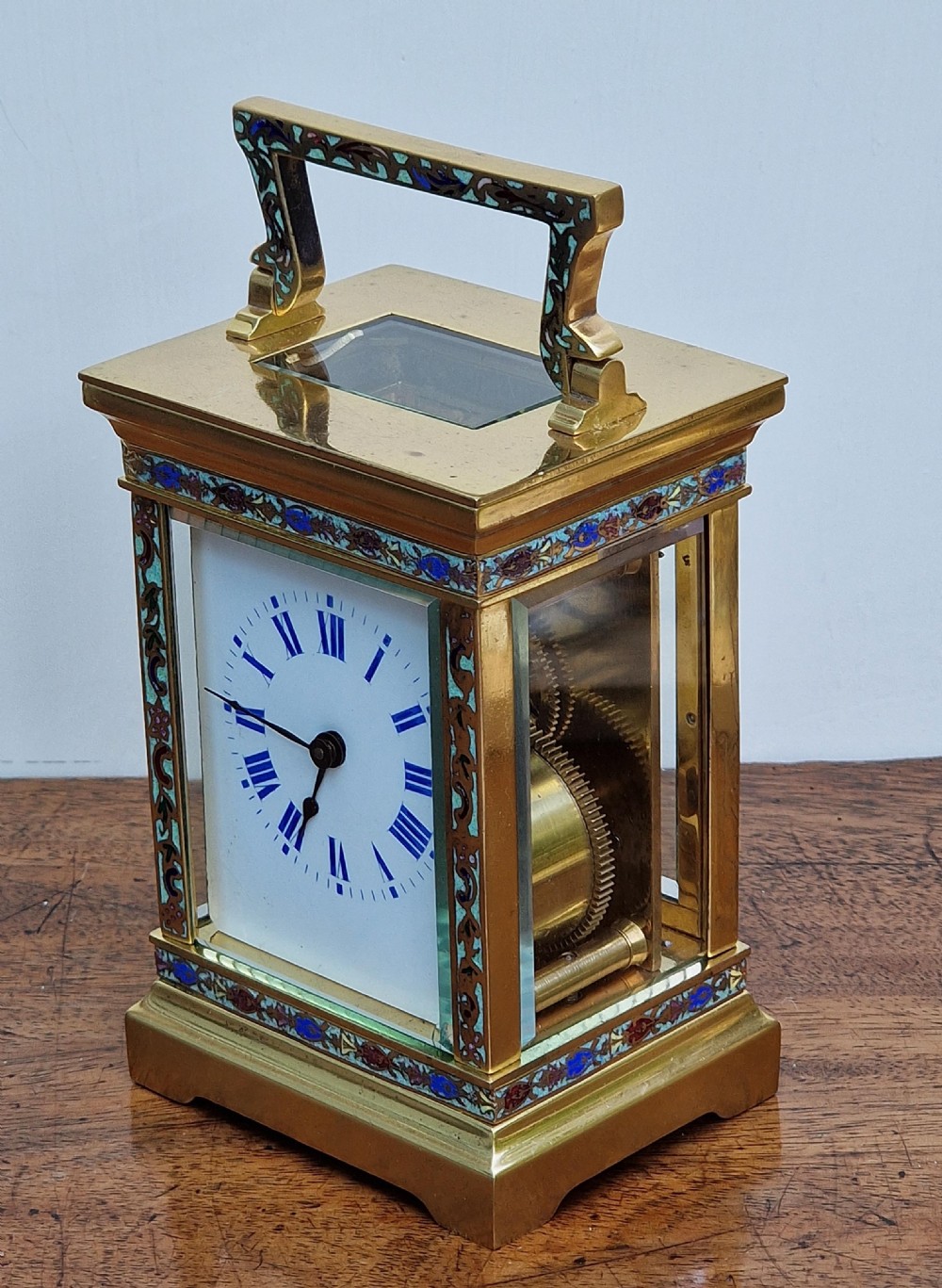 An Enamel Sided Carriage Clock View V