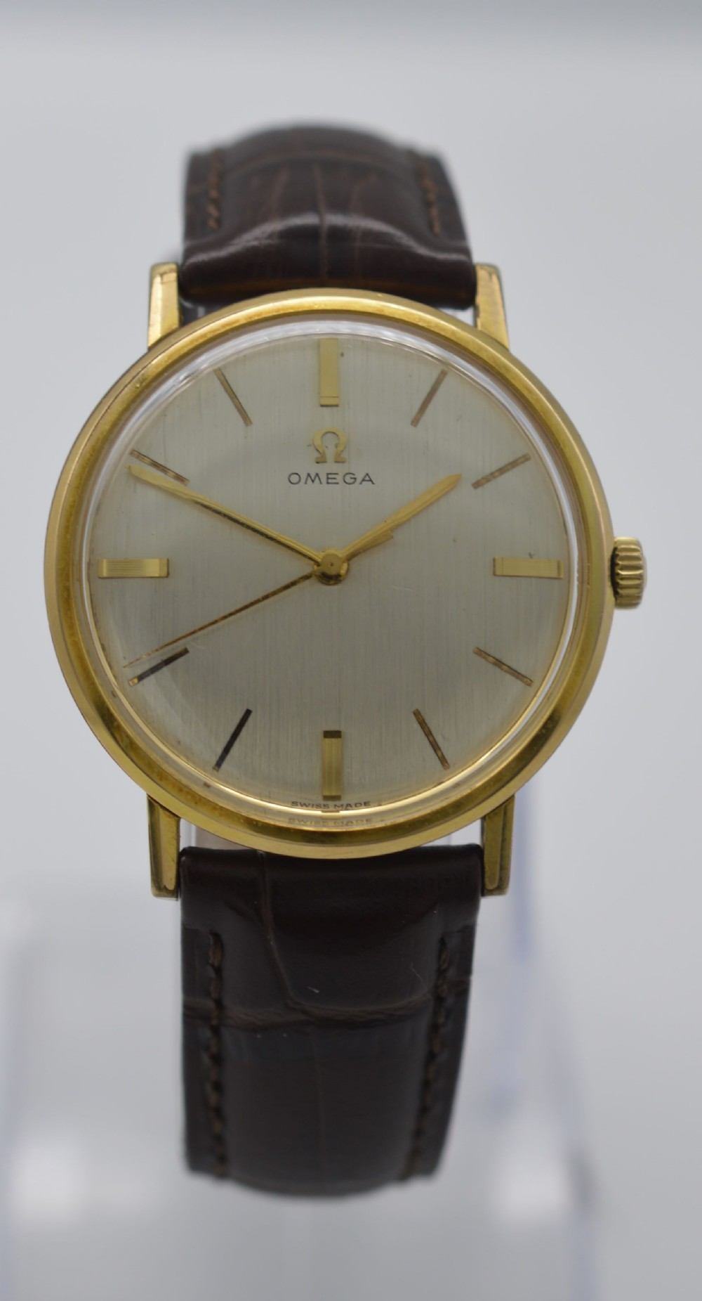 1963 Omega Wristwatch with Brushed Steel Dial