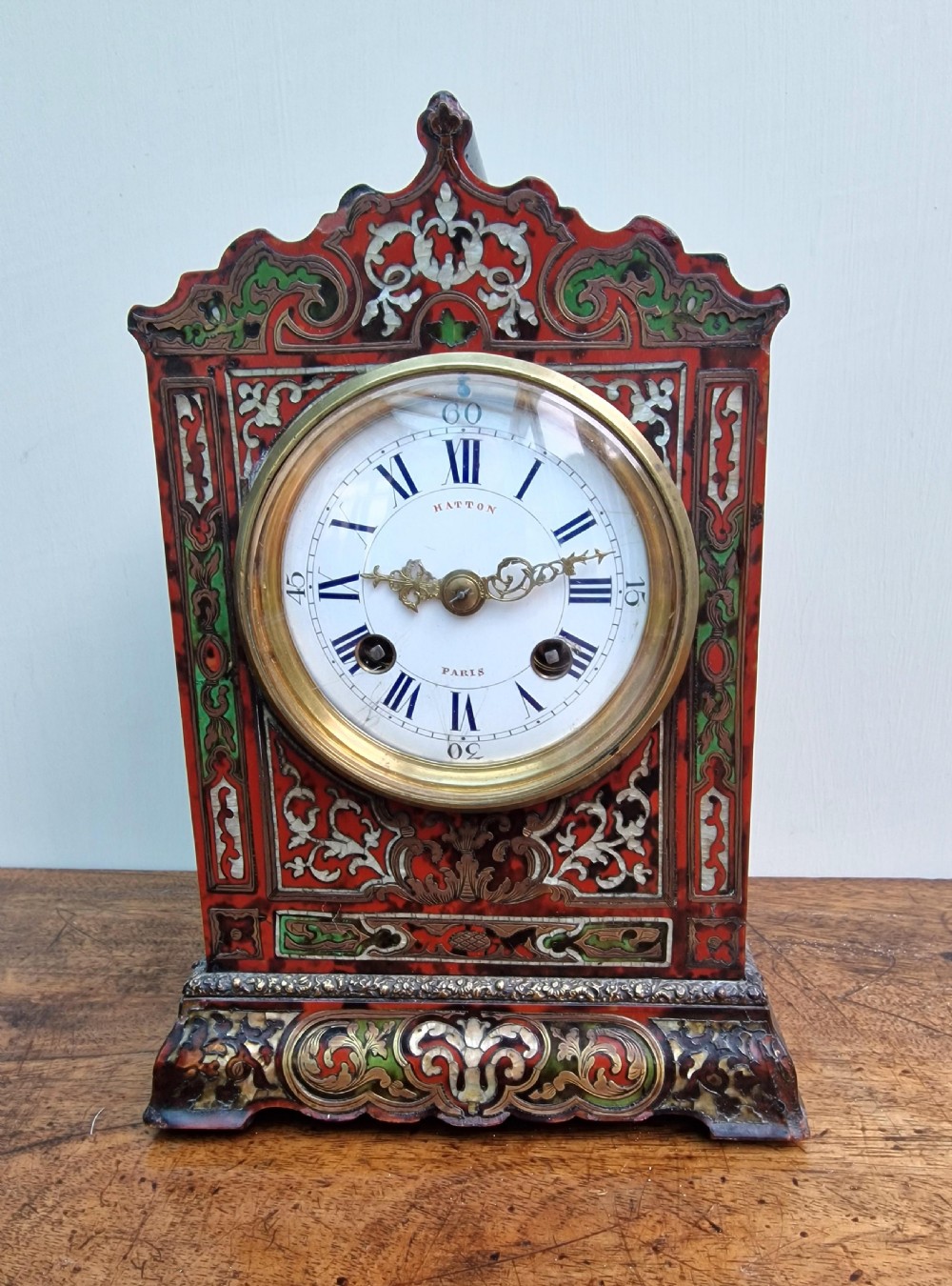 Hatton, Paris, Small Inlaid Mantel Clock