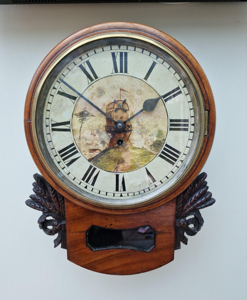 A Moving Windmill Automaton Fusee Dial Wall Clock