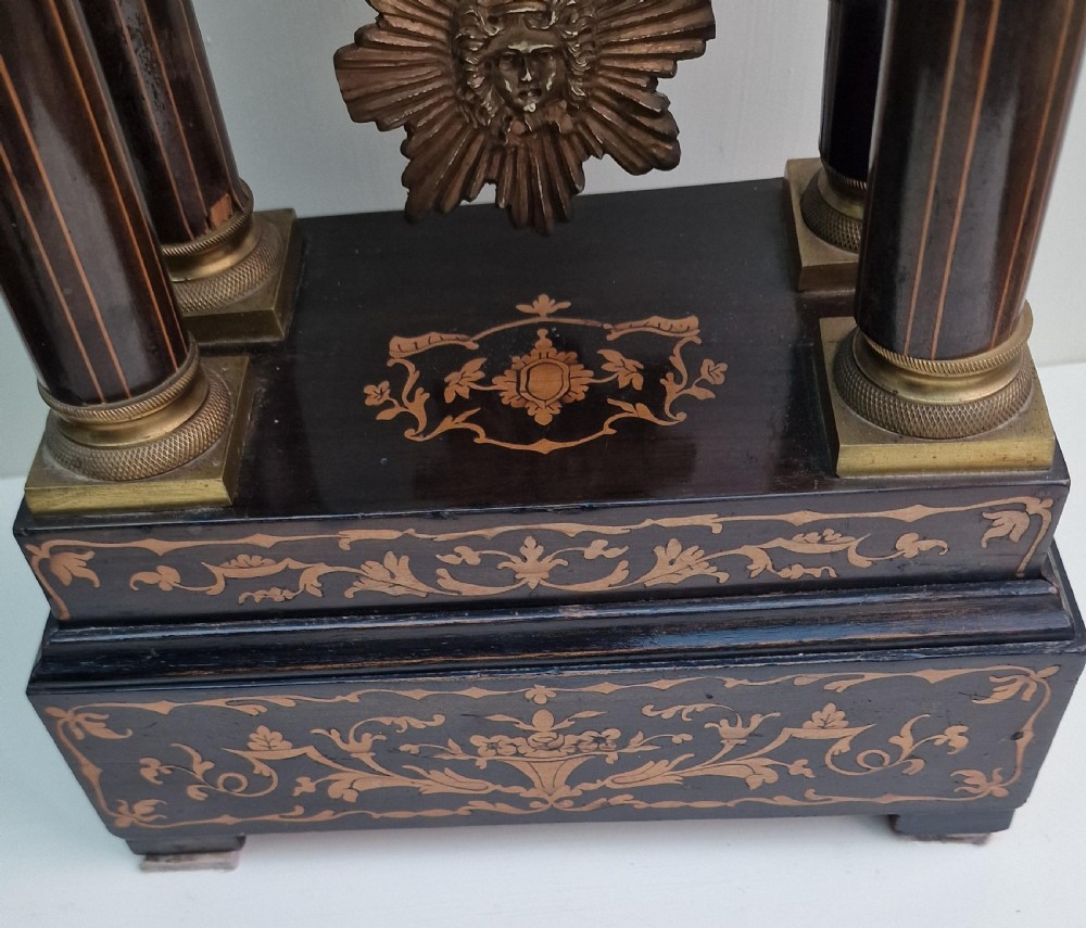 A Portico Marquetry Inlaid Mantel Clock View III