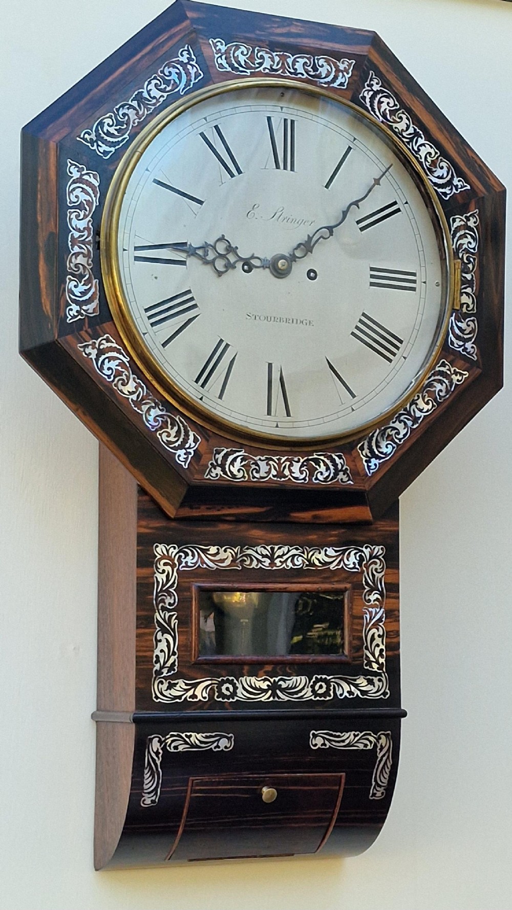 E Stringer, Stourbridge Twin Fusee Wall Clock