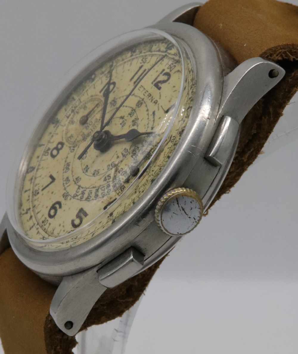 1930s Eterna 'Snail Scale' Jumbo Chronograph View III