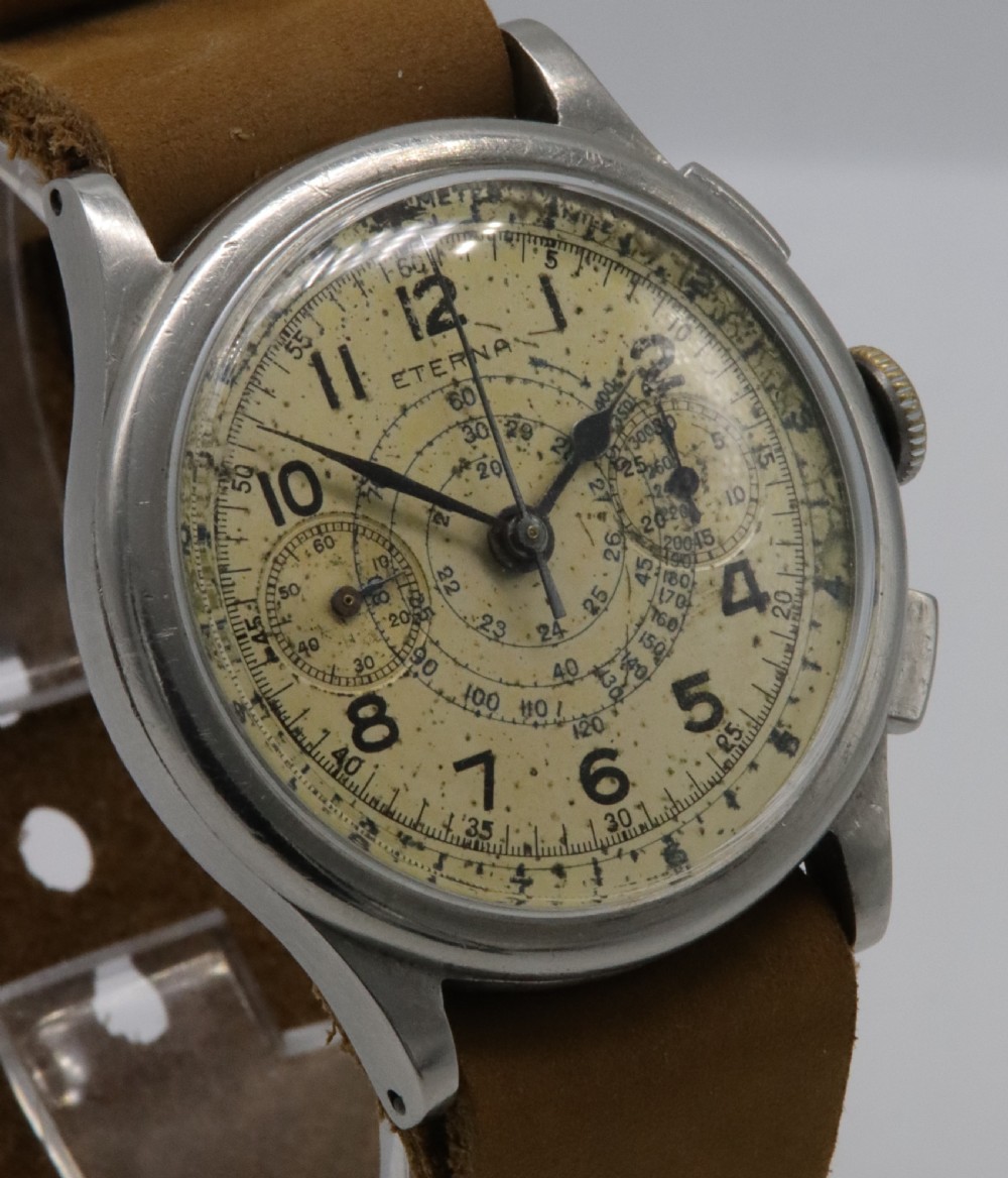 1930s Eterna 'Snail Scale' Jumbo Chronograph View IV