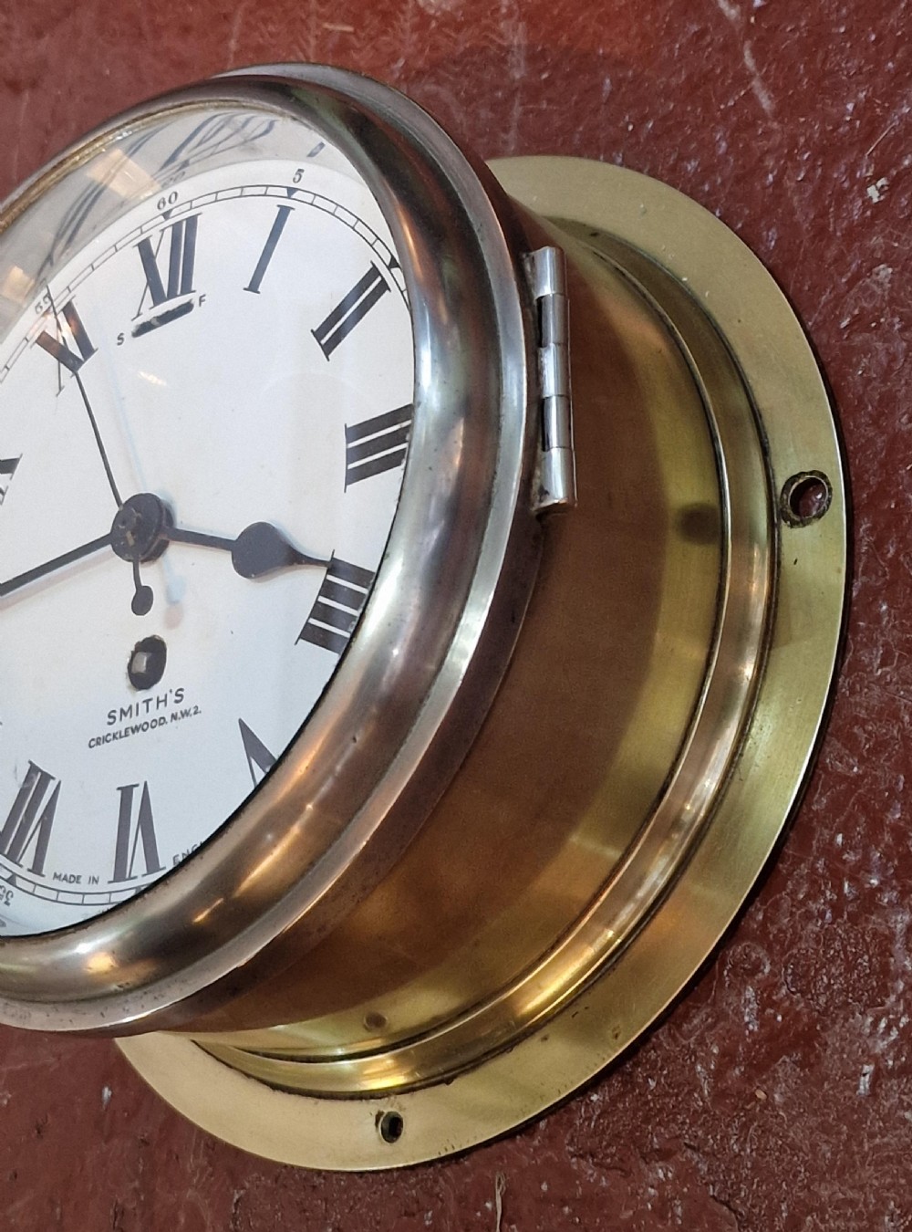A Smiths Enamel Dial Ships Clock View V