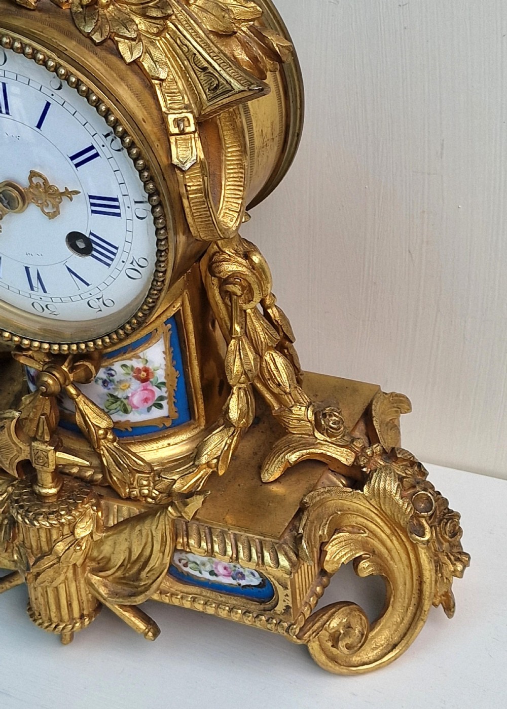 A Gilt Bronze Porcelain Panel Mantel Clock View VI