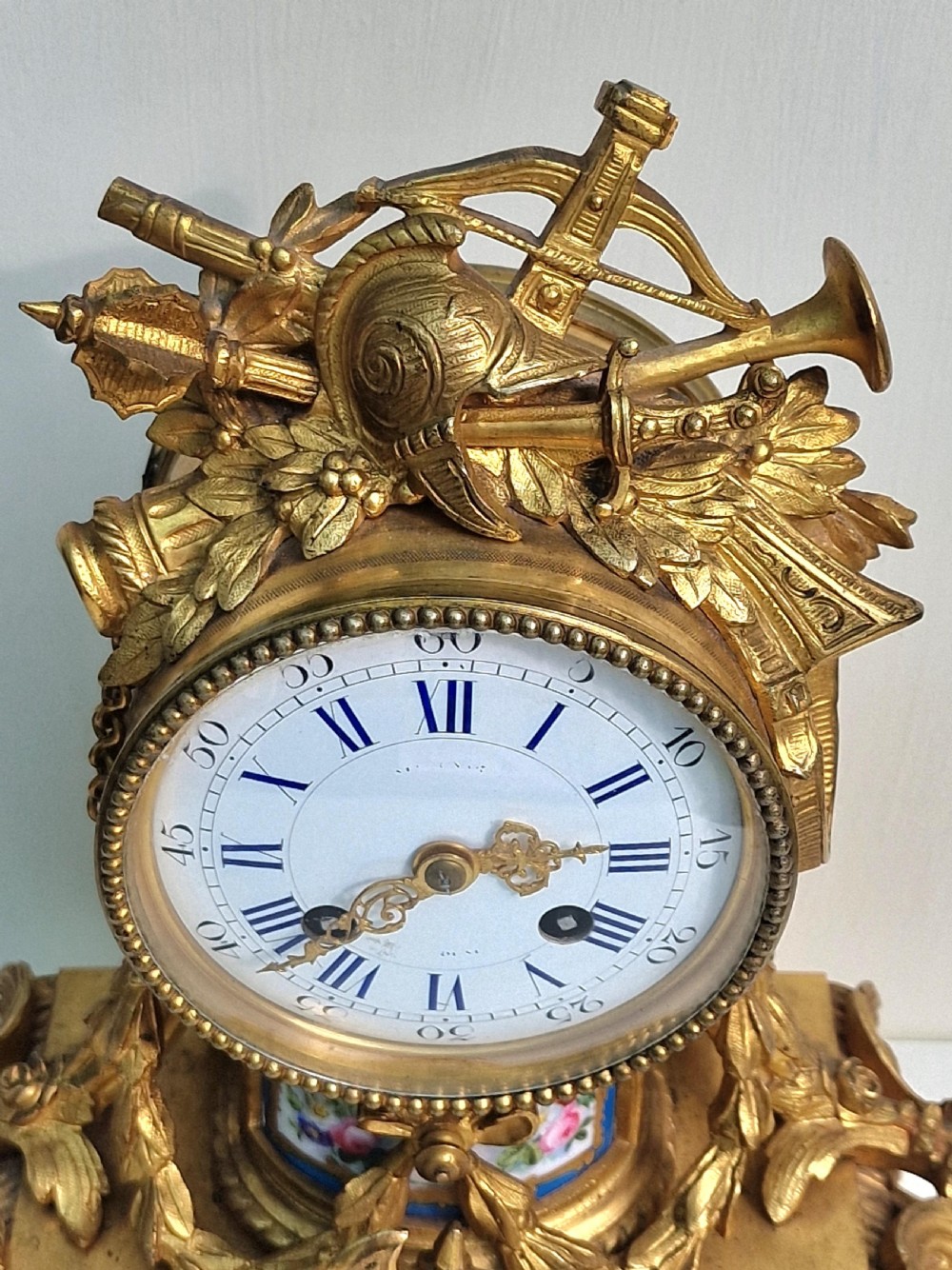 A Gilt Bronze Porcelain Panel Mantel Clock View VII