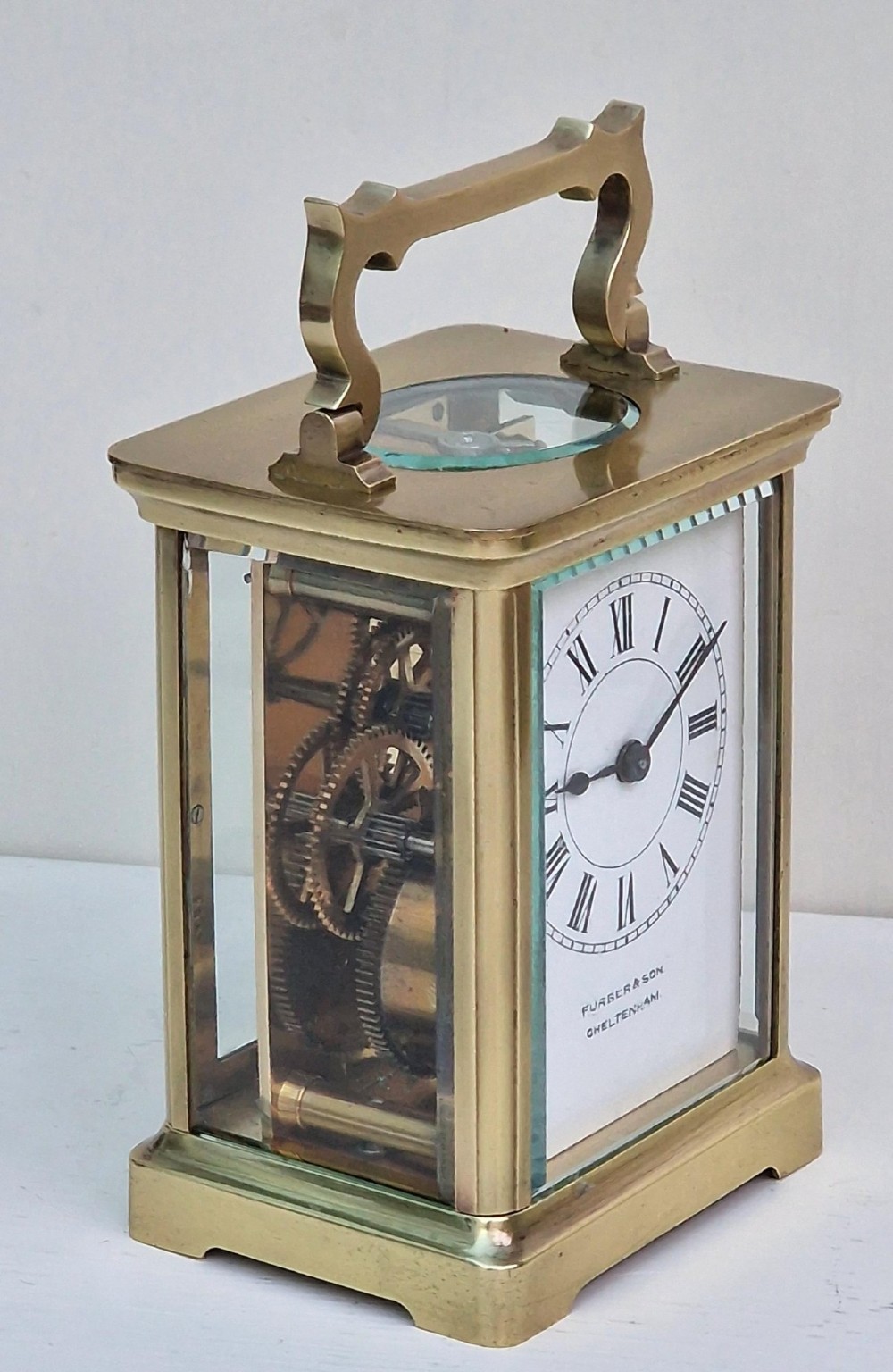 A Brass Carriage Clock, Furber Cheltenham View IV