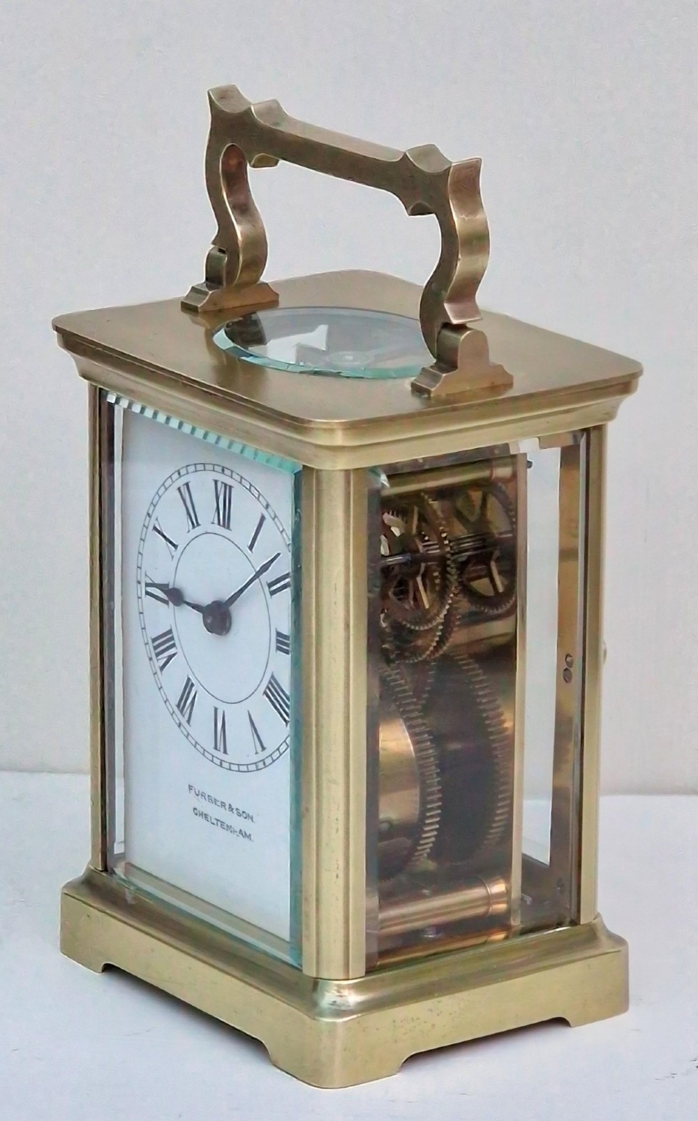 A Brass Carriage Clock, Furber Cheltenham View VII