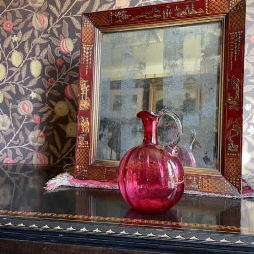 LATE 18THEARLY 19TH CENTURY RED LACQUERED AND JAPANNED MIRROR - ADDITIONAL PHOTO 1