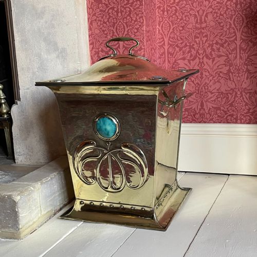 attributed to liberty co an arts crafts coal box - CATEGORY: ANTIQUE FIREPLACES - DATED 1900