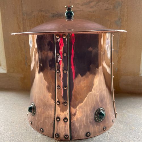 an arts crafts copper pot and cover - CATEGORY: ANTIQUE FIREPLACES - DATED 1910