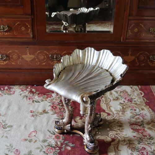 CIRCA 1875 ITALIAN PARCELGILT POLYCHROMEDECORATED AND SILVERED 'GROTTO' STOOL - ADDITIONAL PHOTO 1