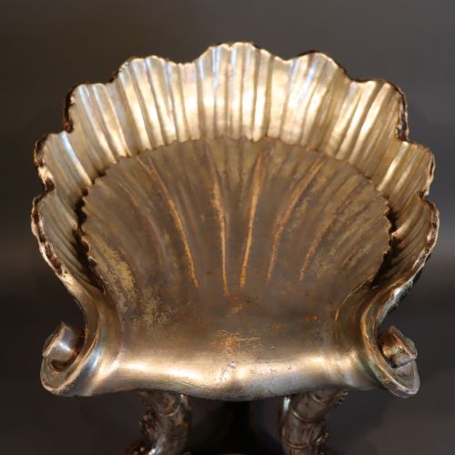 CIRCA 1875 ITALIAN PARCELGILT POLYCHROMEDECORATED AND SILVERED 'GROTTO' STOOL - ADDITIONAL PHOTO 7