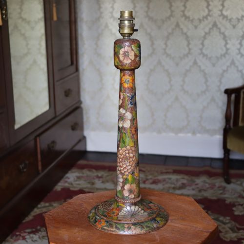 an arts crafts poker work lamp base - CATEGORY: ANTIQUE LIGHTING - DATED EDWARDIAN