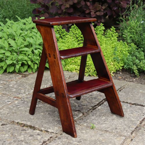 circa 1850 english mahogany library steps - CATEGORY: ANTIQUE MISCELLANEOUS - DATED 1850