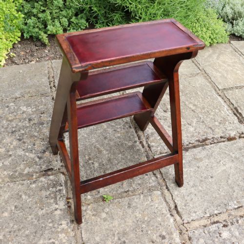 CIRCA 1850 ENGLISH MAHOGANY LIBRARY STEPS - ADDITIONAL PHOTO 2