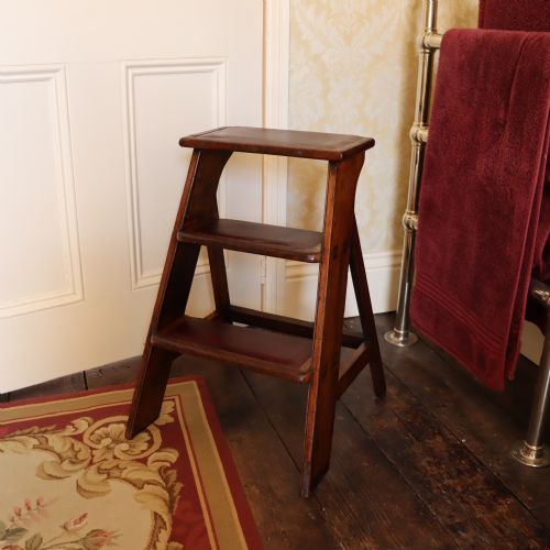 CIRCA 1850 ENGLISH MAHOGANY LIBRARY STEPS - ADDITIONAL PHOTO 5