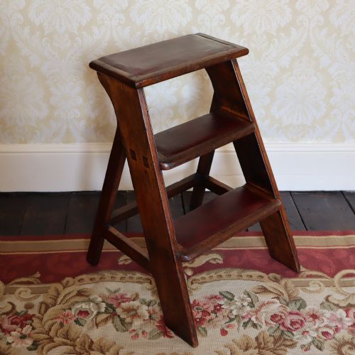 CIRCA 1850 ENGLISH MAHOGANY LIBRARY STEPS - ADDITIONAL PHOTO 6