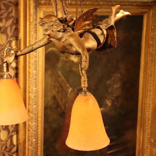 a victorian gilt metal fairy light - CATEGORY: ANTIQUE LIGHTING - DATED VICTORIAN