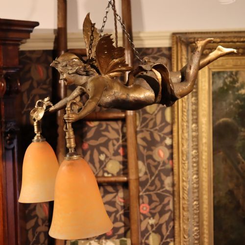 A VICTORIAN GILT METAL FAIRY LIGHT - ADDITIONAL PHOTO 2