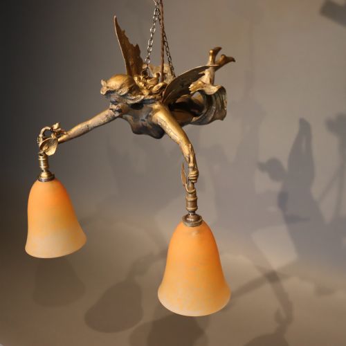 A VICTORIAN GILT METAL FAIRY LIGHT - ADDITIONAL PHOTO 6