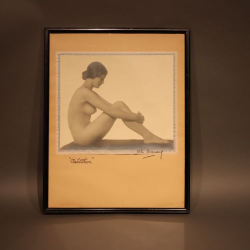 john everard nude study meditation silver gelatin signed print - CATEGORY: ANTIQUE ART - DATED 1930