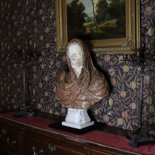 19TH CENTURY ITALIAN MARBLE SKULL VANITAS MEMENTO MORI BUST - ADDITIONAL PHOTO 1