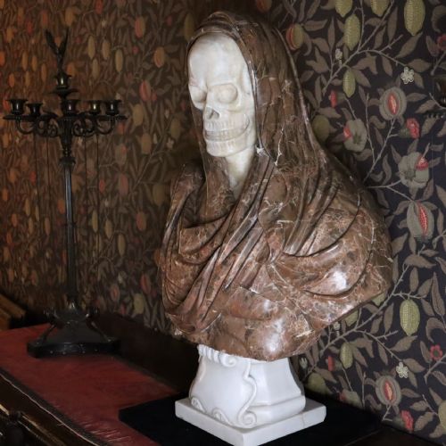 19TH CENTURY ITALIAN MARBLE SKULL VANITAS MEMENTO MORI BUST - ADDITIONAL PHOTO 3