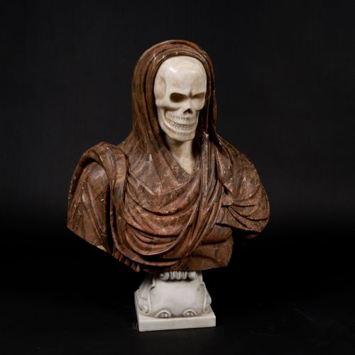 19TH CENTURY ITALIAN MARBLE SKULL VANITAS MEMENTO MORI BUST - ADDITIONAL PHOTO 6