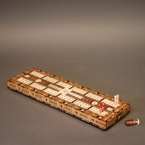 mid 19th century parquetry cribbage board with masonic device - CATEGORY: ANTIQUE MISCELLANEOUS - DATED 19TH CENTURY