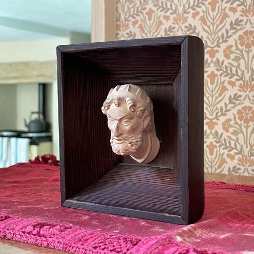 polish three dimensional picture frame surrounding a miniature plaster bust - CATEGORY: ANTIQUE SCULPTURES - DATED 1940