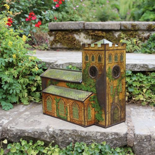 circa 1910 novelty victory lozenges tin in the form of a church with lift up lids - CATEGORY: ANTIQUE MISCELLANEOUS - DATED 1910
