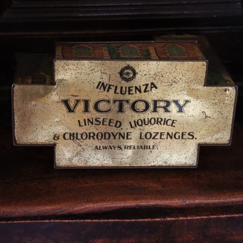 CIRCA 1910 NOVELTY VICTORY LOZENGES TIN IN THE FORM OF A CHURCH WITH LIFT UP LIDS - ADDITIONAL PHOTO 6
