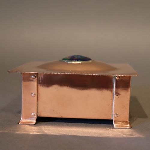 AN ARTS AND CRAFTS COPPER AND ENAMELED CASKET ATTRIBUTED TO A E JONES CIRCA 1905 - ADDITIONAL PHOTO 2