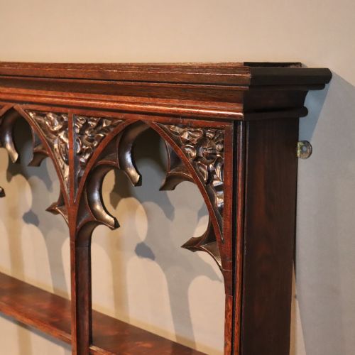 A GOTHIC REVIVAL OAK WALL SHELF - ADDITIONAL PHOTO 4