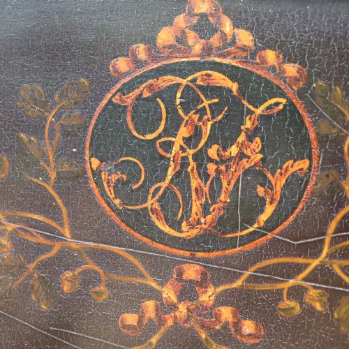 EARLY 19TH CENTURY OIL ON BOARD PAINTING COAT OF ARMS WITH MONOGRAM - ADDITIONAL PHOTO 3