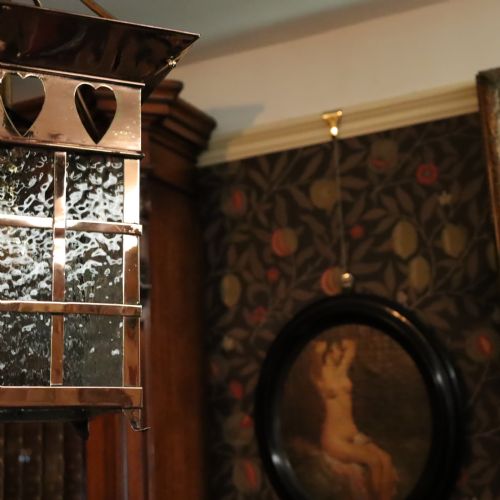 LARGE ARTS CRAFTS COPPER AND BRASS LANTERN IN THE MANNER OF VOYSEY - ADDITIONAL PHOTO 7