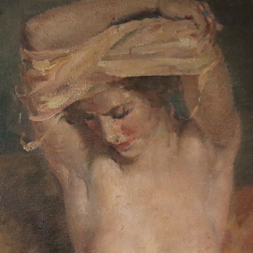 undressing nude oil painting thomas cantrell dugdale 18801952 ra - CATEGORY: ANTIQUE ART - DATED 1920