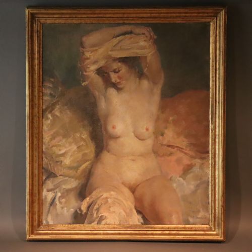 UNDRESSING NUDE OIL PAINTING THOMAS CANTRELL DUGDALE 18801952 RA - ADDITIONAL PHOTO 1