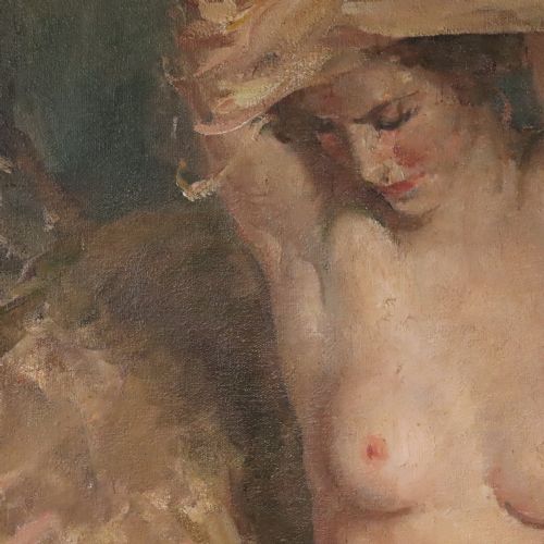 UNDRESSING NUDE OIL PAINTING THOMAS CANTRELL DUGDALE 18801952 RA - ADDITIONAL PHOTO 2