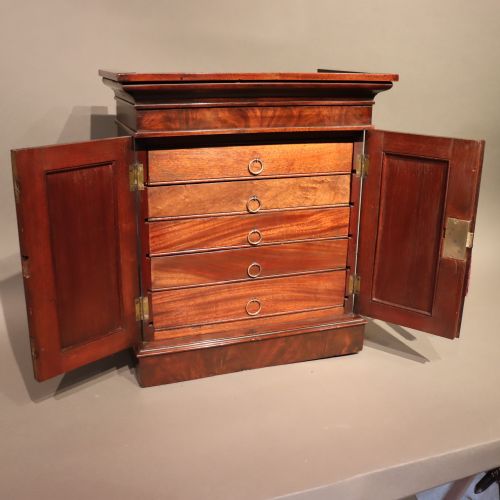 EARLY VICTORIAN SMALL MAHOGANY COLLECTORS CABINET - ADDITIONAL PHOTO 2