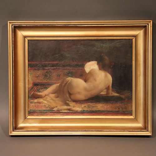 RECLINING NUDE OIL PAINTING BY HENRI VAN MELLE 18591930 - ADDITIONAL PHOTO 3