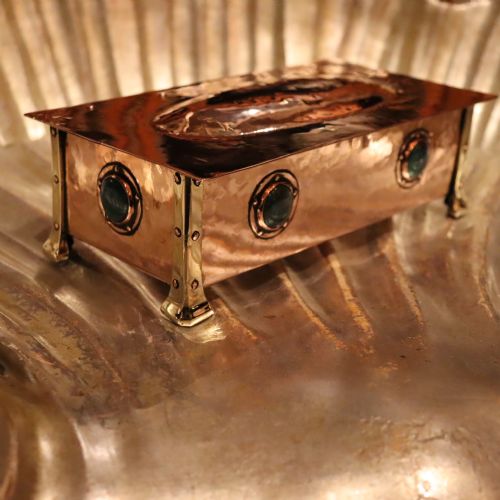 ARTS CRAFTS COPPER RECTANGULAR BOX IN THE MANNER OF A E JONES - ADDITIONAL PHOTO 5